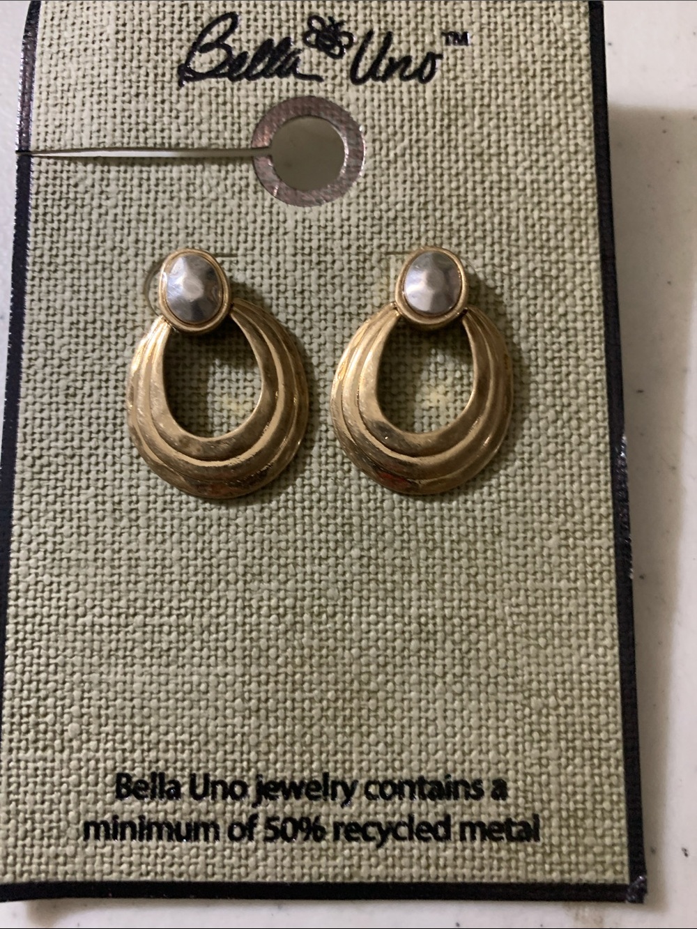 Bella Uno Gold / Silver Metal Teardrop Hoop Earrings